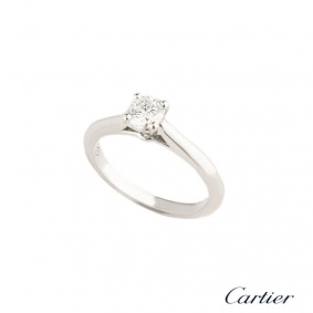 Cartier Round Brilliant Cut Diamond Ring in Platinum 0.45ct F/VS1